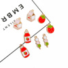 Cartoon fruit cute strawberry, metal accessory, earrings, pendant, handmade