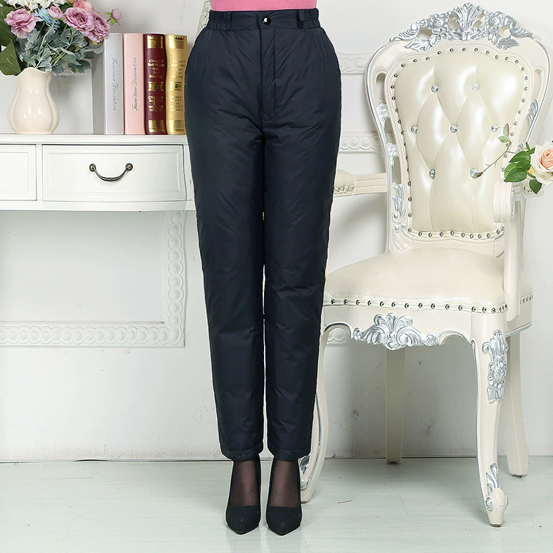 Пуховики для среднего и пожилого возраста, женская верхняя одежда, хлопковые брюки с высокой талией, утолщенные, большие размеры, одинаковые теплые свободные пуховые брюки для родителей