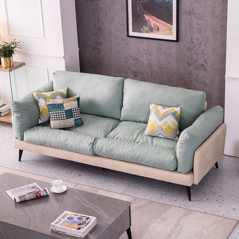 现代简约科技布沙发中小户型客厅公寓双人三人位北欧免洗乳胶沙发|ru