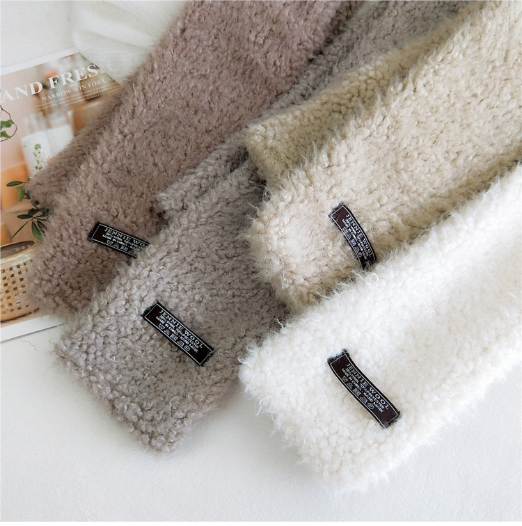 Pure Color Line Plush Korean Long Thickened Warm Double-sided Scarf display picture 1