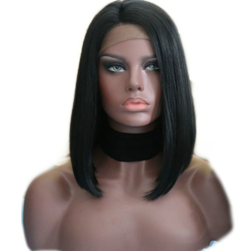 Bob Hair Wigs Perruques Bob Hair Pelucas De Cabello Bob Wig bud Synthetic Wigs Bobo womens side straight hair African black bias bangs Bobo head