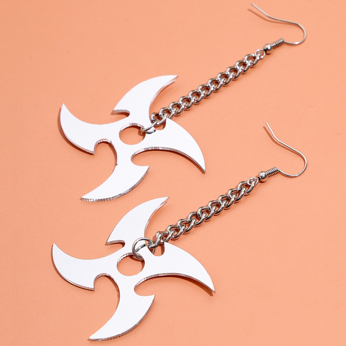 Fashion Exaggerated Punk Style Silver Ear Hook Long Pendant Dart Spinning Windmill Shape Earrings display picture 4