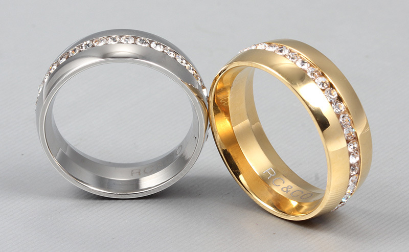 Simple Style Geometric Titanium Steel Rings Inlay Zircon Stainless Steel Rings