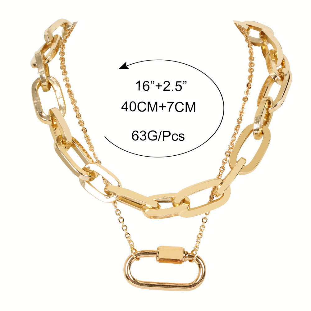 Fashion Oval Link Buckle Retro Punk Style Thick Clavicle Chain Necklace display picture 1