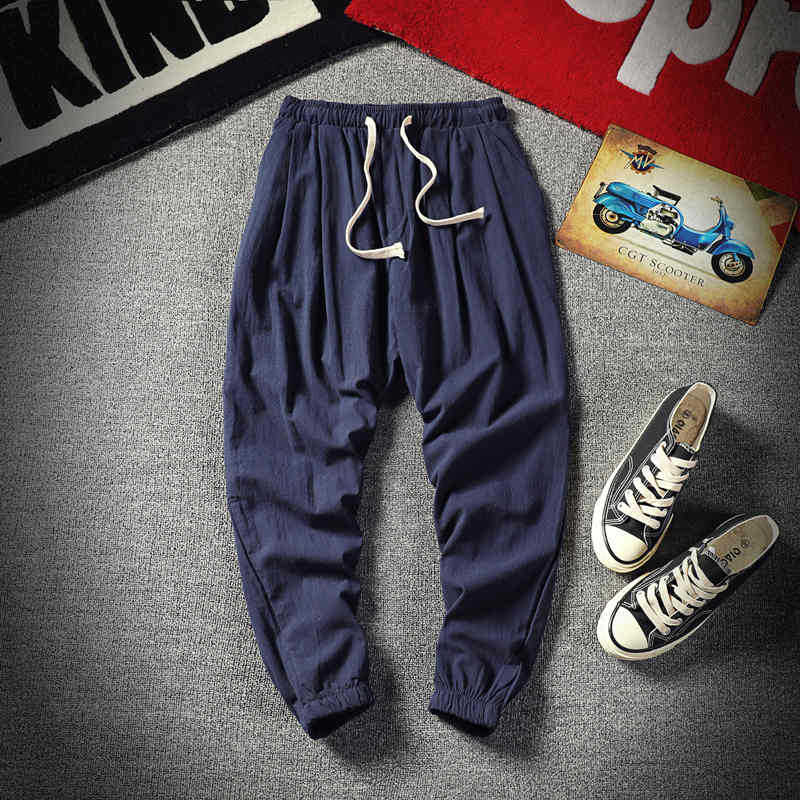 Pantalones cortos de los hombres recortados versátiles estilo coreano Pantalones deportivos de moda Pantalones de verano sueltos de los hombres pantalones atados al tobillo pantalones casuales pantalones de los hombres flacos