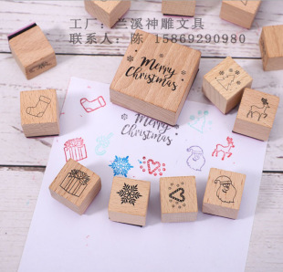 Manufacturer Wooden Seal DIY Literary Retro Handbook Christmas Ice and Snow Seal Combination Set