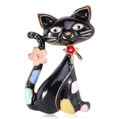 Korean Style Fashion Alloy Enamel Oil Drop Cute Cat Pin for Women's Clothing Accessories Underwire Pin
