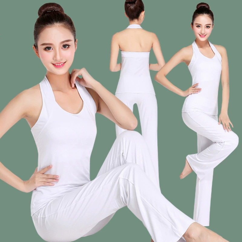Весной и летом белый танцевальный рифма одежда для йоги костюм новый женский модал хлопок тренировочная группа танцевальная одежда для выступлений оптом