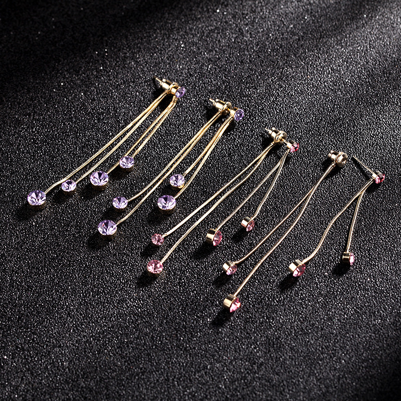 Hot Sale Fashion High-quality Tassel Earrings New Long Purple Earrings Wholesale Nihaojewelry display picture 7