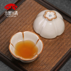 Taiwanese Ru Kiln Crackle-Effect Large-Sized Teacup & Brewing Cup, Single Vintage-Style Oversized Ceramic Gongfu Tea Cup for Home Use