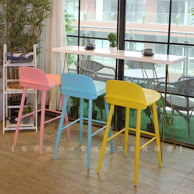 吧台桌椅 靠牆高腳桌奶茶店前台廠家直銷咖啡店靠窗桌 實木吧台桌