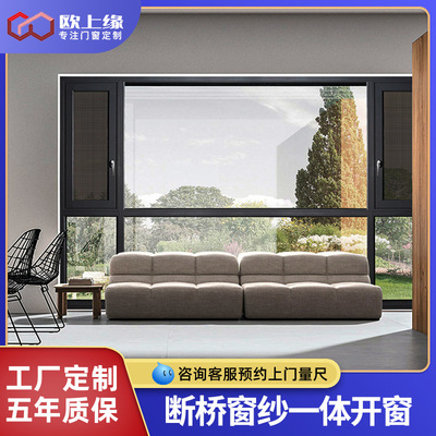 Manufactor customized Casement Plastic injection one Broken Bridge aluminum windows Soundproofing heat insulation double-deck Hollow Glass Doors and windows