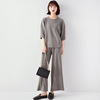 Loose Korean fashion suit early autumn new women’s middle sleeve T-shirt net red knitted wide leg pants two piece set