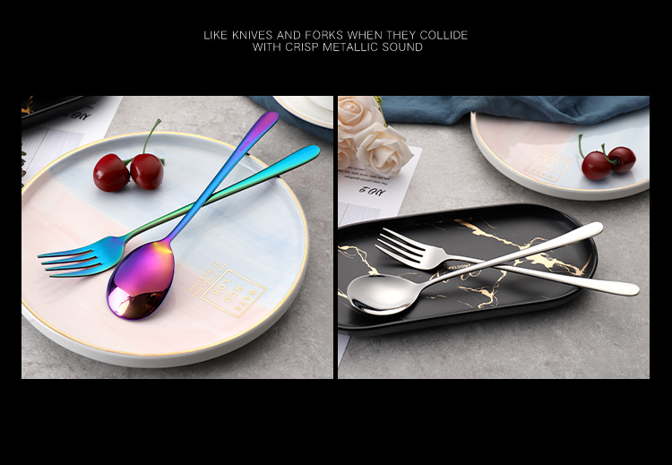网红勺子家用304不锈钢餐具创意调羹甜品圆头勺子韩式长柄拌饭勺详情15