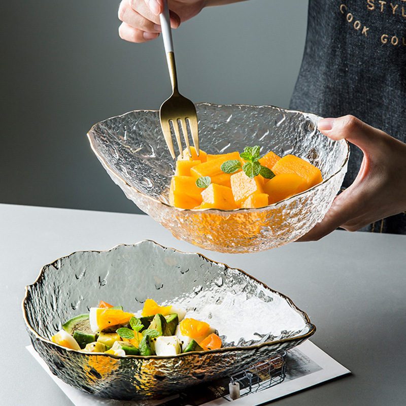 水滴碗創意ins金邊玻璃碗盤好看藝術水果網紅輕奢風北歐甜品碗