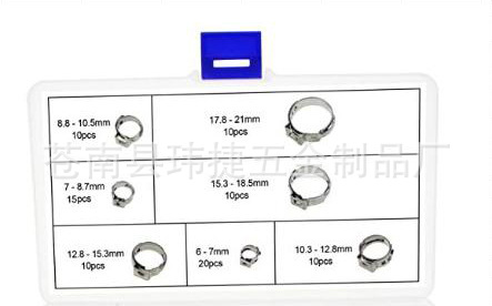 Cruz-frontera dedicado 130 unids caja de acero inoxidable 304 sola oreja no polar abrazadera de manguera abrazadera de tubo abrazadera traje