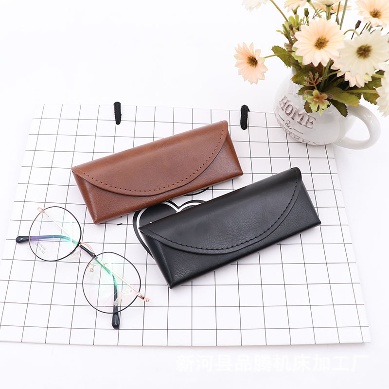 Glasses case fashion elegant quality pu glasses bag aluminum glasses case clamshell button glasses bag