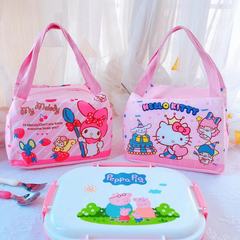 Cute cartoon insulated lunch box for students, school meal bag, picnic bag, bento bag for office workers