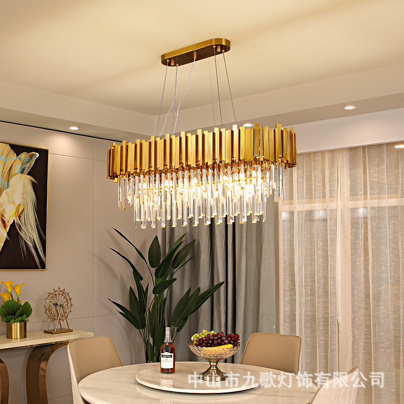 Postmodern atmospheric living room, dining room and bedroom ceiling light designer net red gold light luxury crystal chandelier