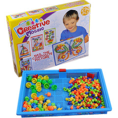 296粒蘑菇釘創意拼板組合插板早教智力拼圖積木兒童益智幼兒玩具