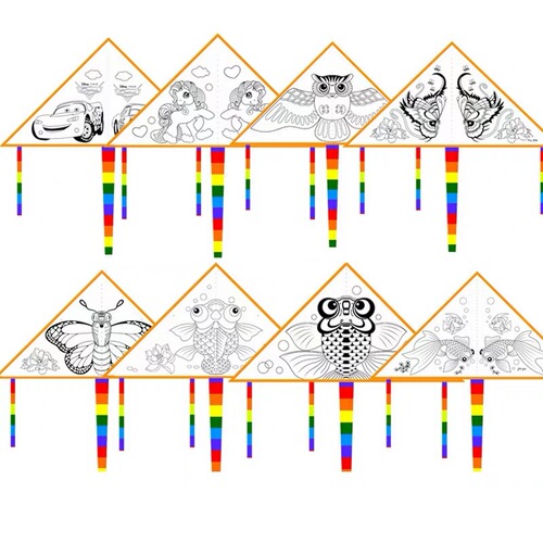 Blank diy kite children's cartoon hand-painted painting teaching materials coloring triangle breeze kite wholesale