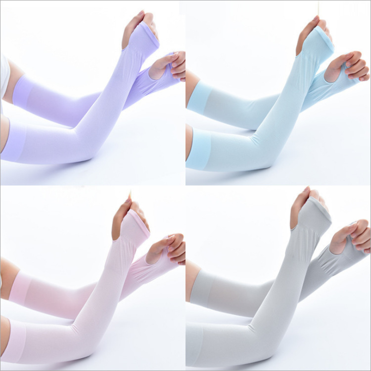 夏季新款冰袖女冰丝袖套户外防晒手臂套袖防紫外线露指男护臂|ms