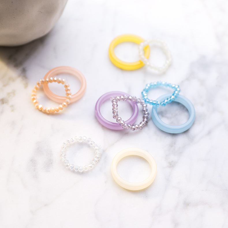 Couleur De Bonbons Deux Ensembles D'anneaux Simple Et Transparent Acrylique Bague D'index En Gros Nihaojewelry display picture 5