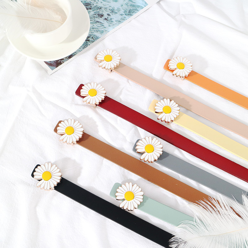 2020 new small daisy leather belt female leather INS wind dress decoration belt jeans with tide manufacturers