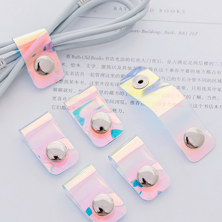 Personalized laser transparent Winder mini multi-functional finishing set buckle PVC snap data cable earphone cable