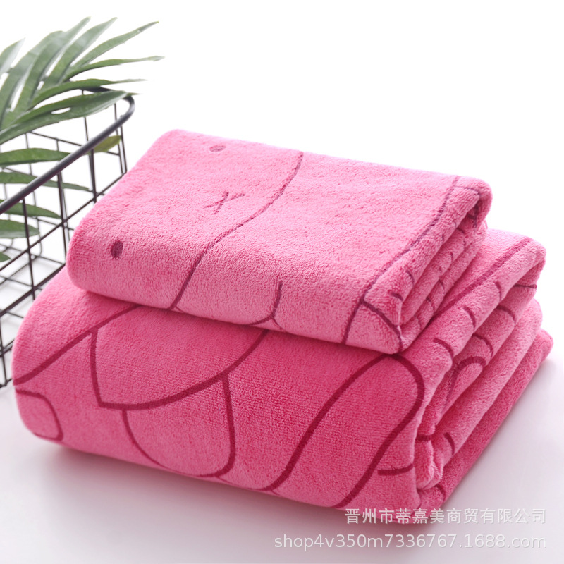 Toalla de baño de tres piezas conjunto absorbente de secado rápido impresión hermosa suave envoltura larga de las mujeres de dibujos animados para adultos Toalla de playa regalo de retorno