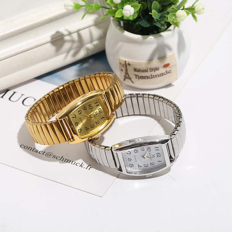 Nuevo reloj de primavera para hombres de mediana edad y ancianos reloj rectangular banda elástica reloj de cuarzo reloj simple de mujer