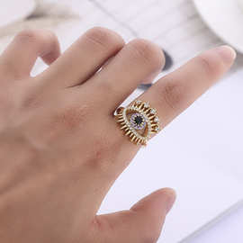 时尚个性恶魔之眼镀真金戒指 欧美指环 亚马逊创意新品手饰