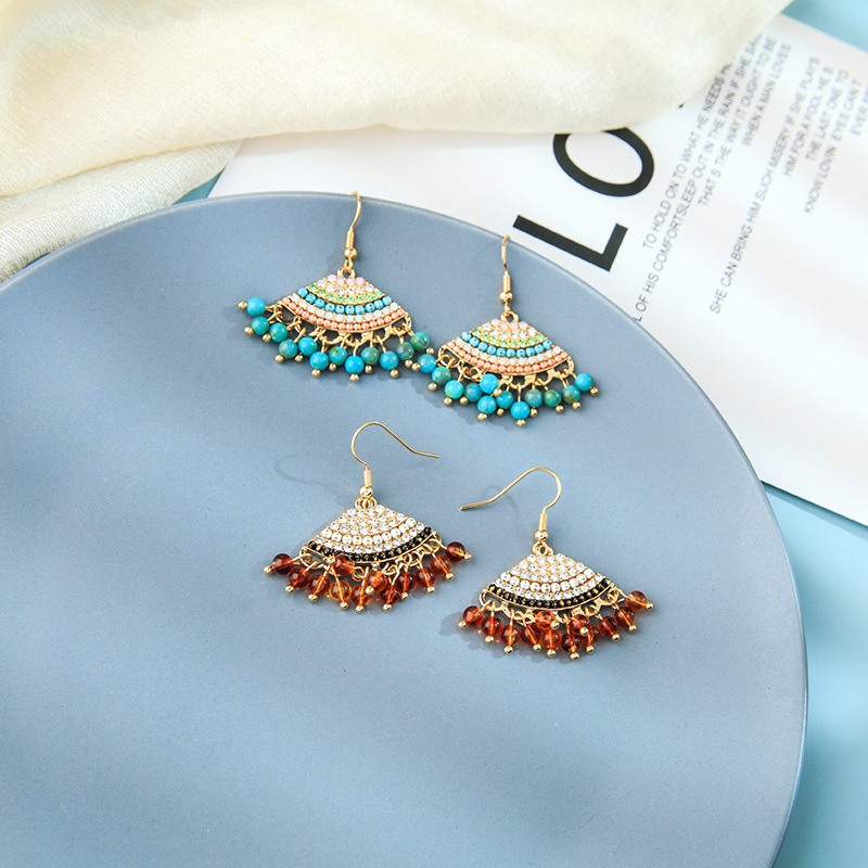 Bohemian Fan-shaped Tassel Earrings display picture 9