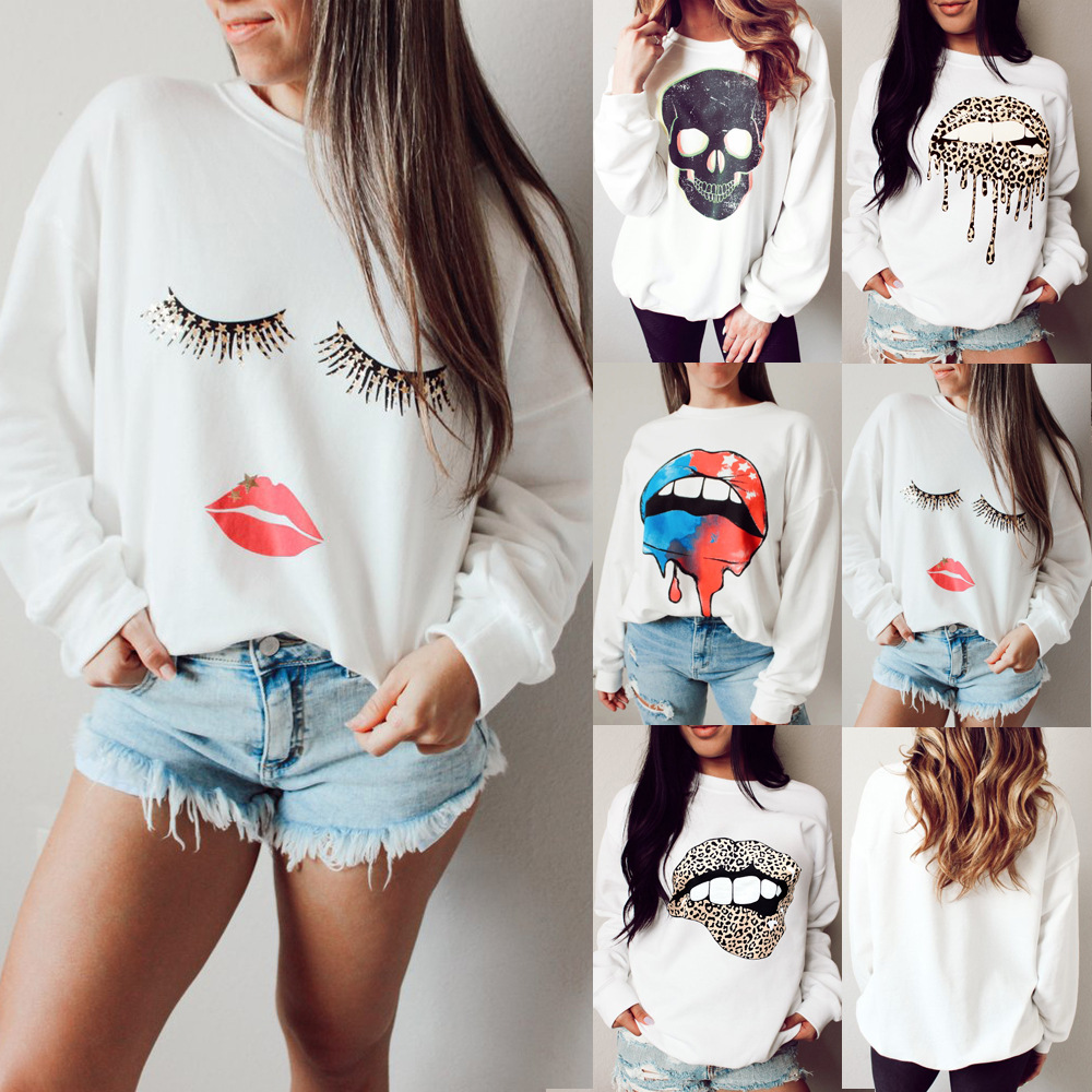 248g Weight Long Sleeve Sleeve Length Pullovers Placket Type Women's Hoodie Long Sleeve Hoodies & Sweatshirts Printing Casual Mouth Leopard