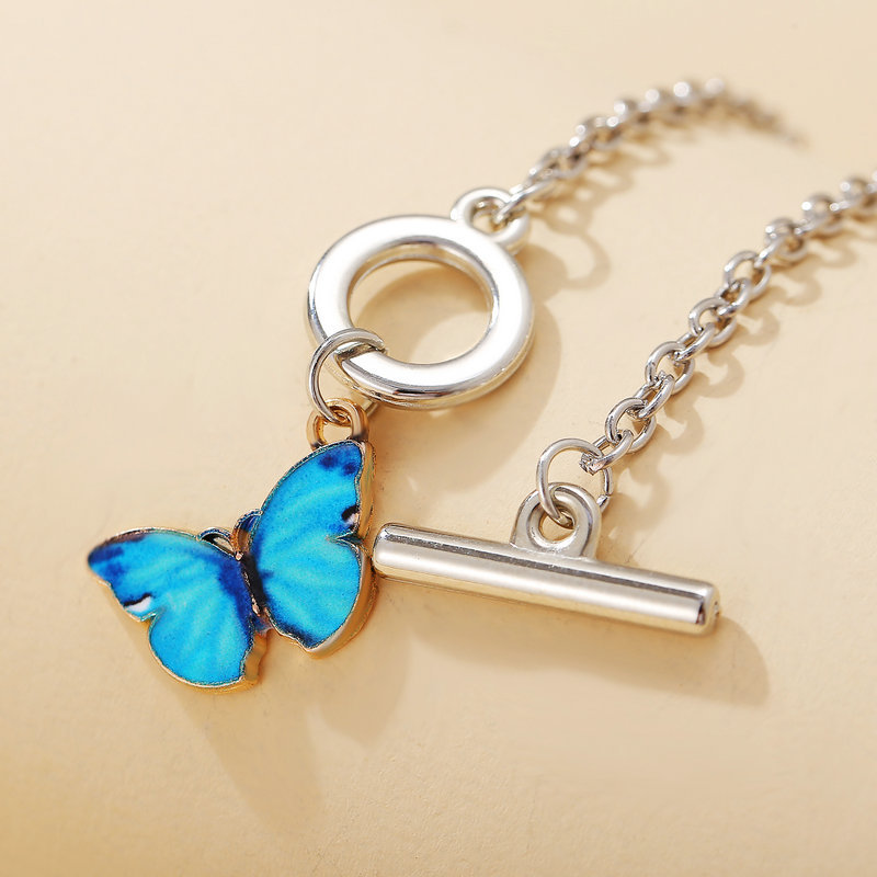New Gradient Butterfly Simple Color Couple Alloy Clavicle Chain Necklace display picture 5