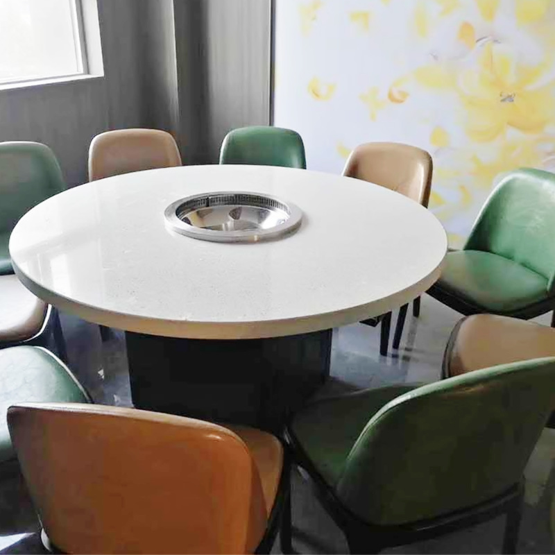 Marble Solid wood dining tables and chairs combination Modern minimalist Electromagnetic furnace Hot Pot round table Manufactor Direct selling customized