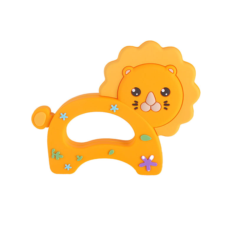 Pequeño León de dibujos animados bebé teether stick de silicona de grado alimenticio bebé juguete molar