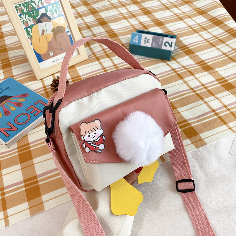 Creative and personalized duck-butted single-shoulder small square bag for women 2021 cross-border bag canvas mobile phone coin purse undefined
