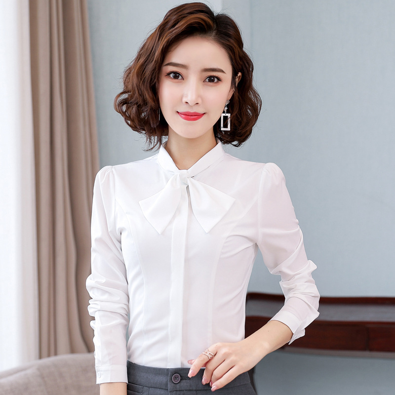 Hotel Korean version of Office work clothes shirt Women 2020 Autumn and Winter professional long sleeve collar top wholesale