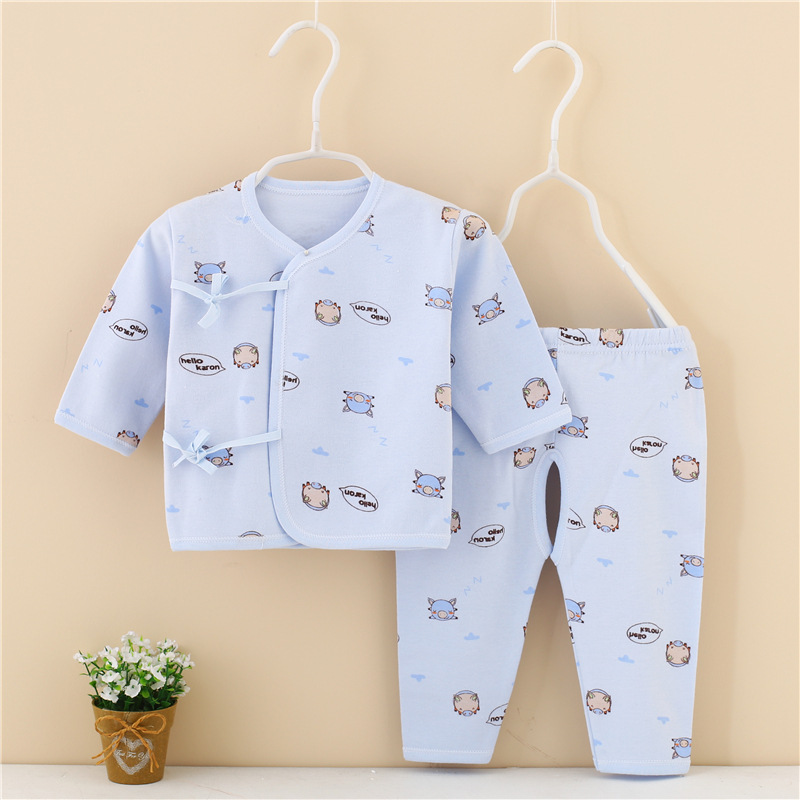 2021 pure cotton Newborn underwear suit baby clothes Door lateral forepart baby Two piece set 0-3 Spring months