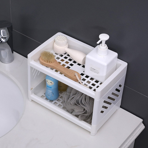 Desktop double-layer storage rack dormitory small hollow storage rack mini home bathroom sink organizer