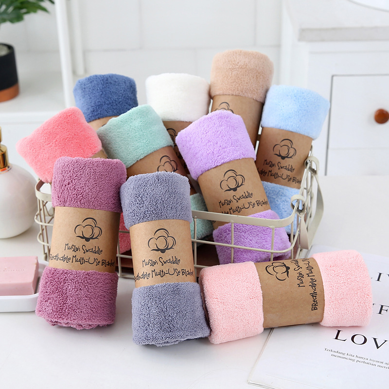 Towel High Density Coral Fleece Absorbent Face Wash Face Towel Thickened Plain Lace Beauty Salon Gifts Not Easy to Lose Hair