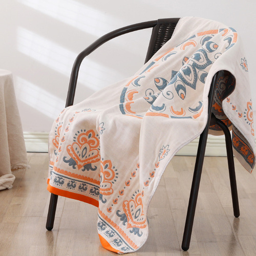 Cotton gauze men's and women's household absorbent bath towels four-layer gauze super soft and comfortable dormitory bath towels autumn and winter skin-friendly