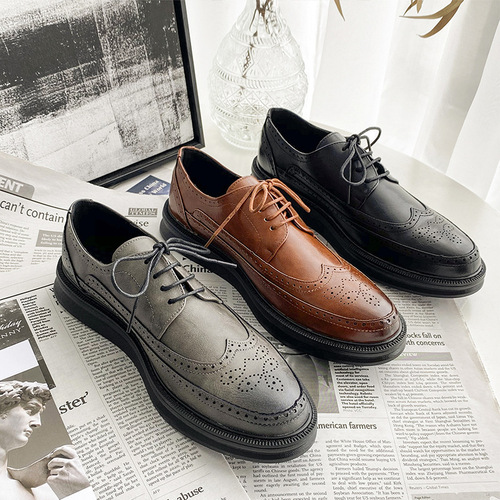 Suit small leather shoes men's business formal casual thick-soled Korean version versatile classic brogue trendy shoes A310-Y