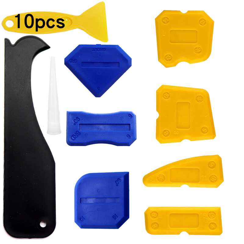 跨境供应美缝工具10件套填缝刮板铲刀密封剂去除器玻璃胶修整工具