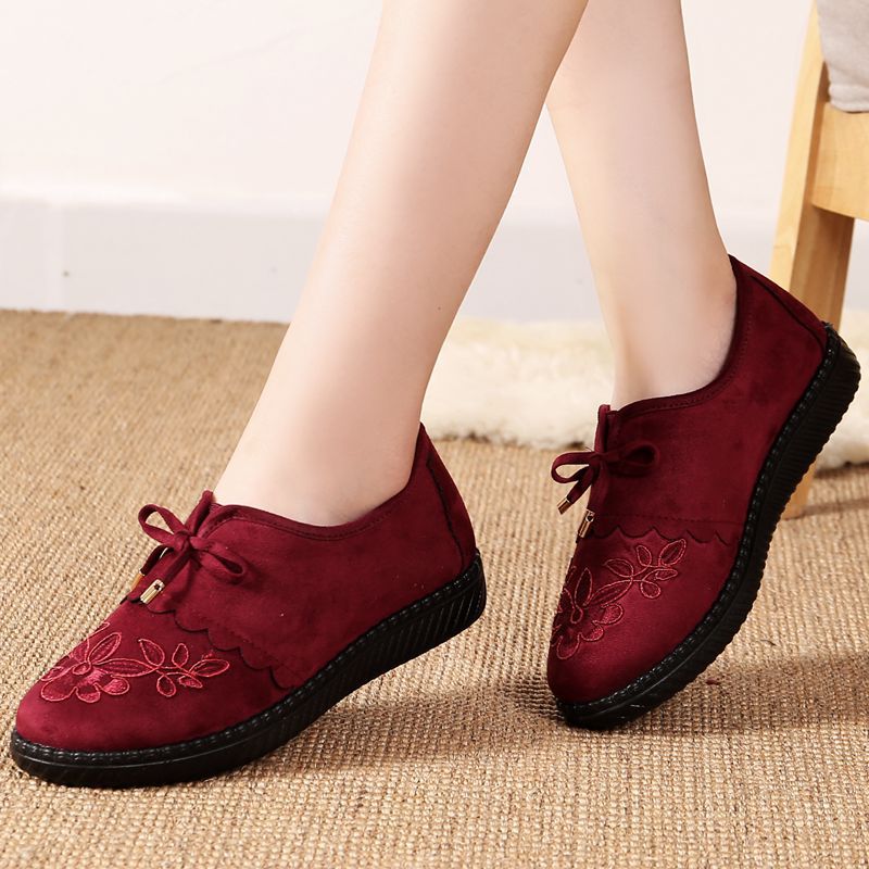 冬季保暖老年人棉鞋老北京布鞋女士防水加绒短靴防滑加厚平底妈妈|ms