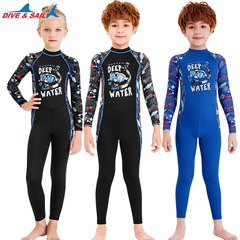 New children's swimsuit sun protection one-piece diving suit long sleeves for middle and small children floating snorkeling quick-drying jellyfish suit UPF50+