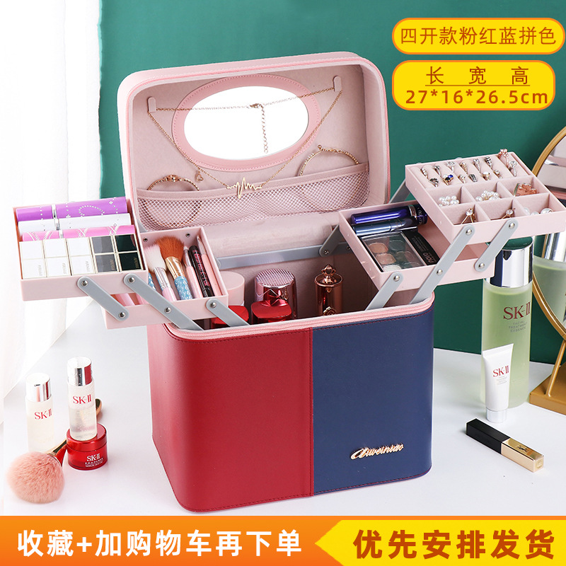 2023 nuevo color a juego bolsa de cosméticos portátil de gran capacidad para mujeres a prueba de polvo multi-funcional caja de almacenamiento de uñas profesional al por mayor