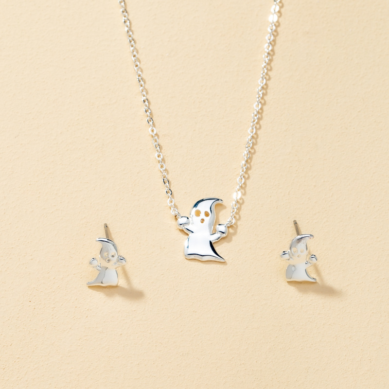 Halloween Ghost Earrings Exaggerated Funny Necklace Earrings Set display picture 2