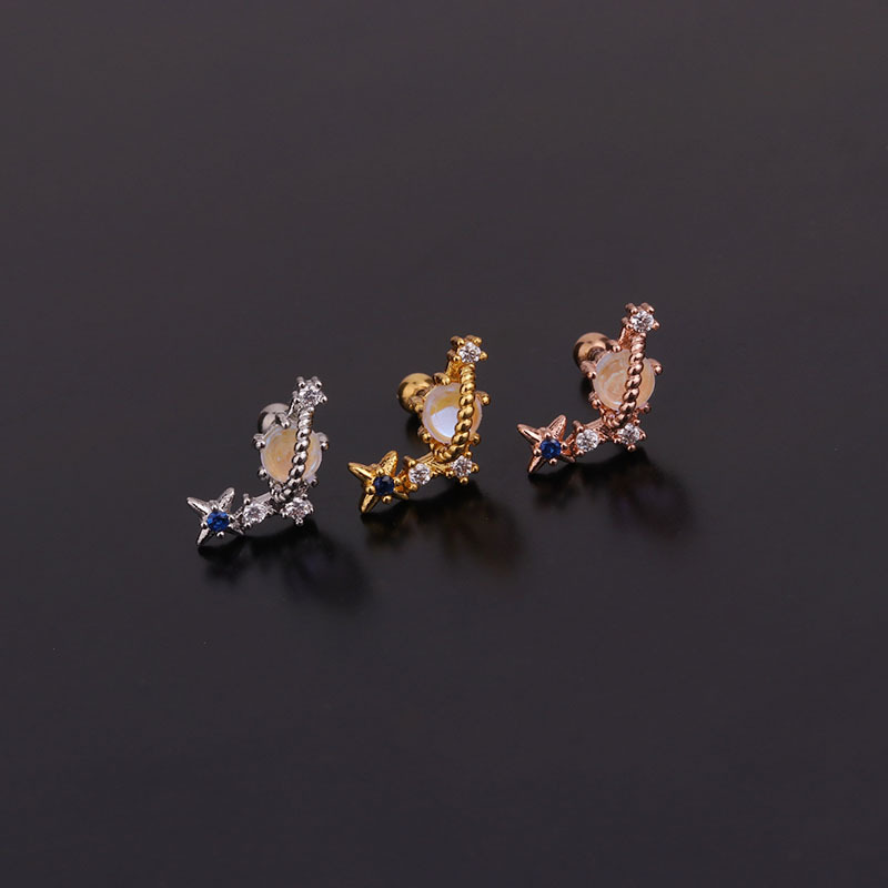 Korean Color Zircon  Fashion All-match Stainless Steel Earrings display picture 7